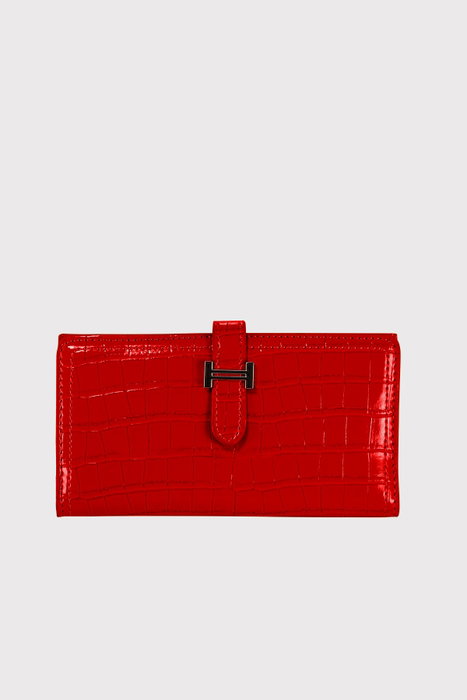 Zoozie Bags Cartera Croco Red Mujer Cuero PU Vibrante Elegante Sofisticada Organizador Regalo 17x1.5x9 cm Rojo